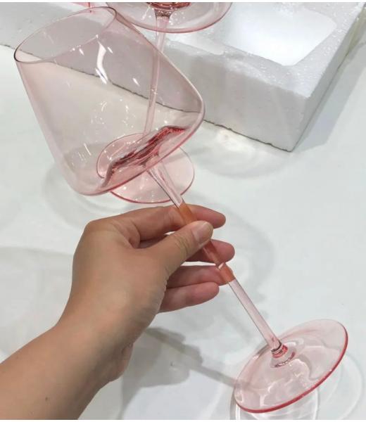 BEVEL PINKISH WINE GLASS